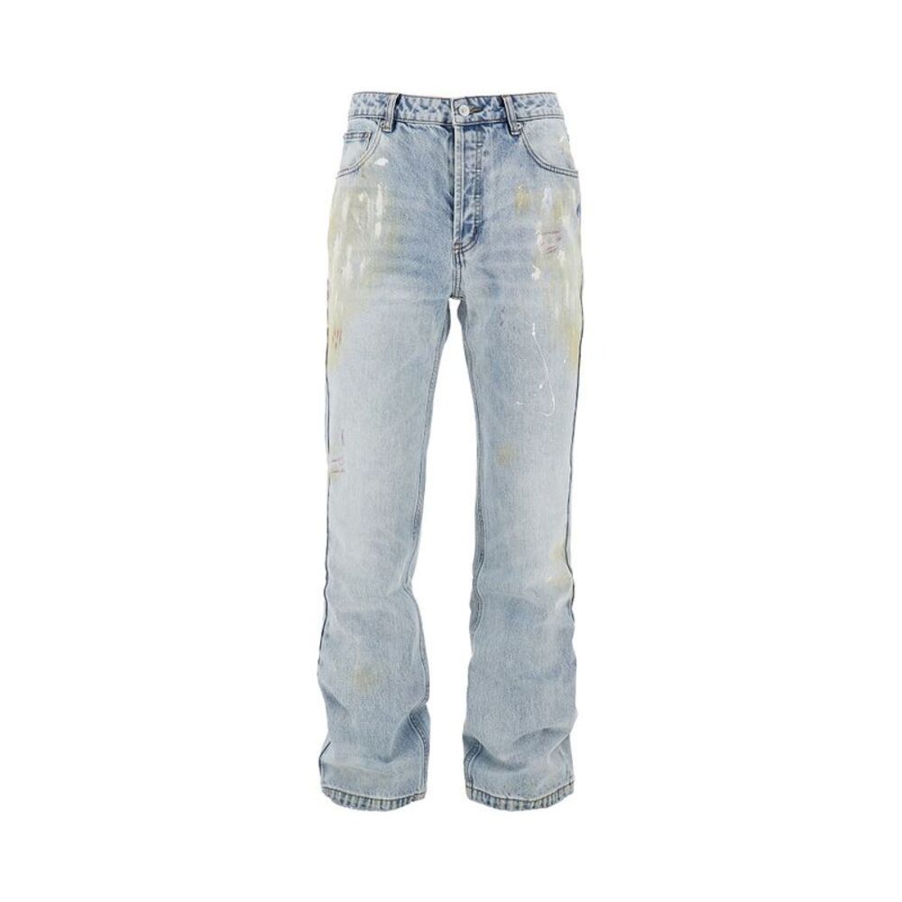 Cole Buxton Men Paint Marked Straight Leg Jeans